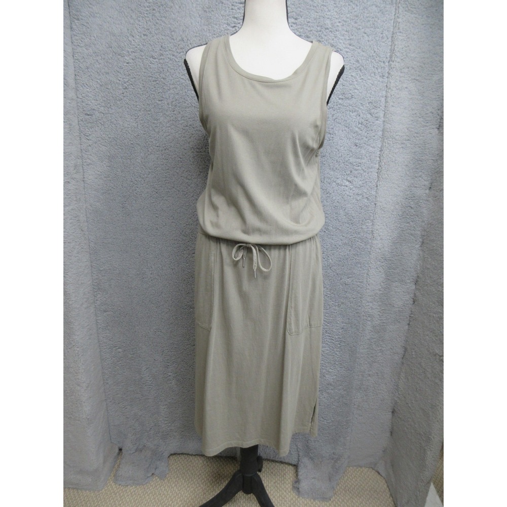 C&C California Tank Dress Womens M Beige Midi Drawstring Casual Chic Capsule